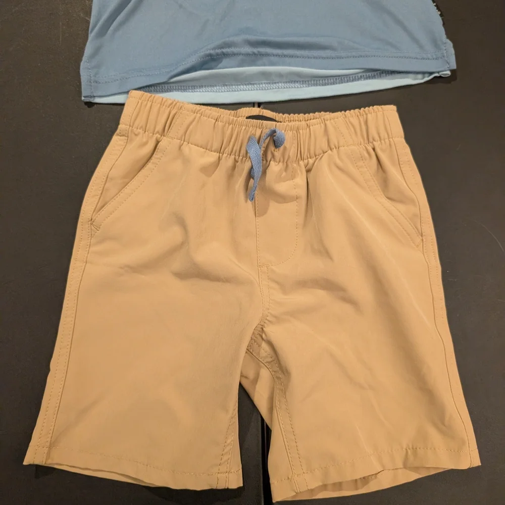 Lee Little Kid Blue Short Sleeve Polo Shirt with Khaki Short Set in Size 4